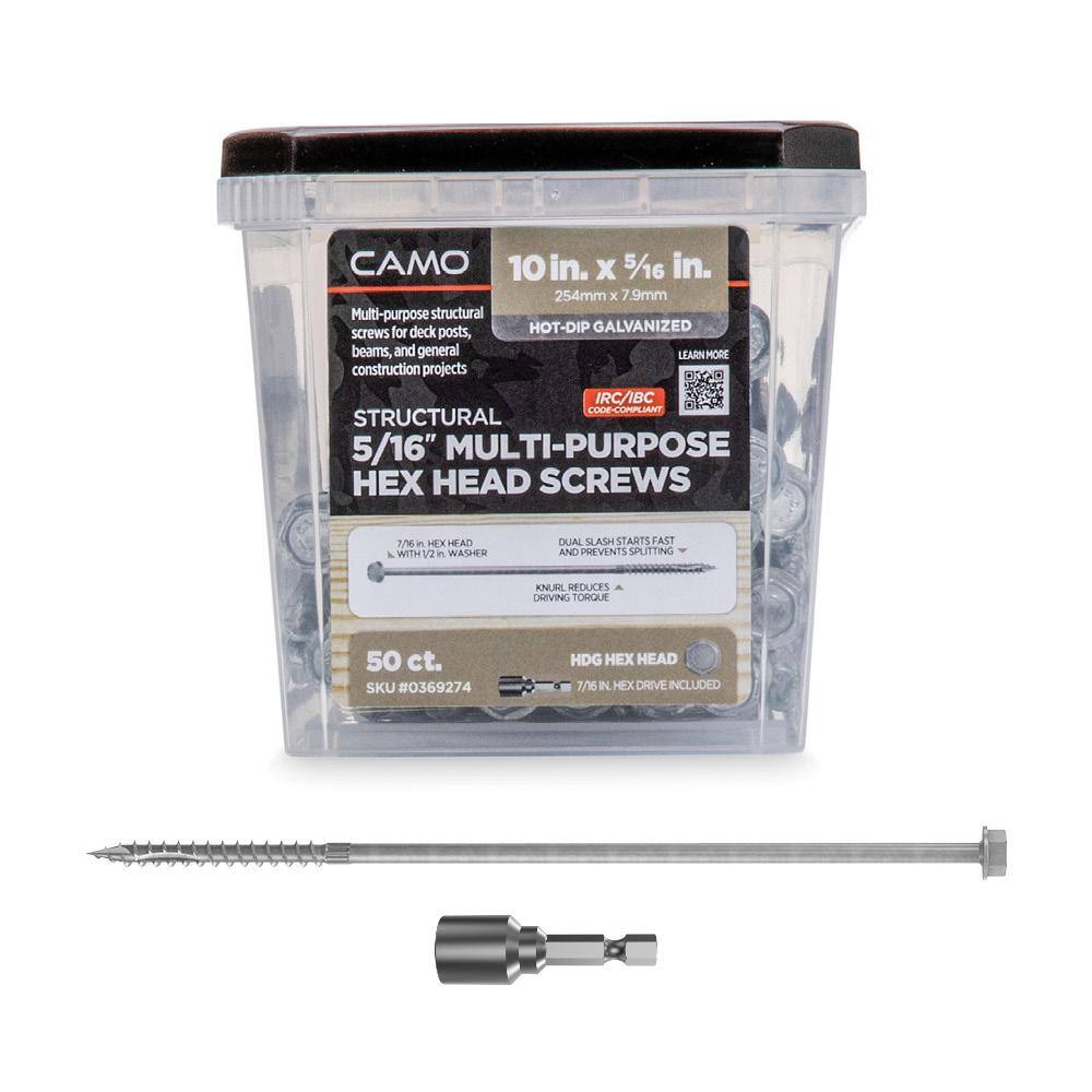 CAMO 5/16 in. x 10 in. HEX Head Multi-Purpose Wood Structural Screw ...