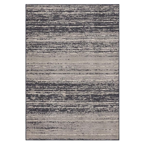 Chaffee Graphite 2 ft. 1 in. x 3 ft. 8 in. Transitional Abstract; Striped Painterly Linear Area Rug