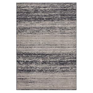 Chaffee Graphite 3 ft. x 5 ft. Transitional Abstract; Striped Painterly Linear Area Rug