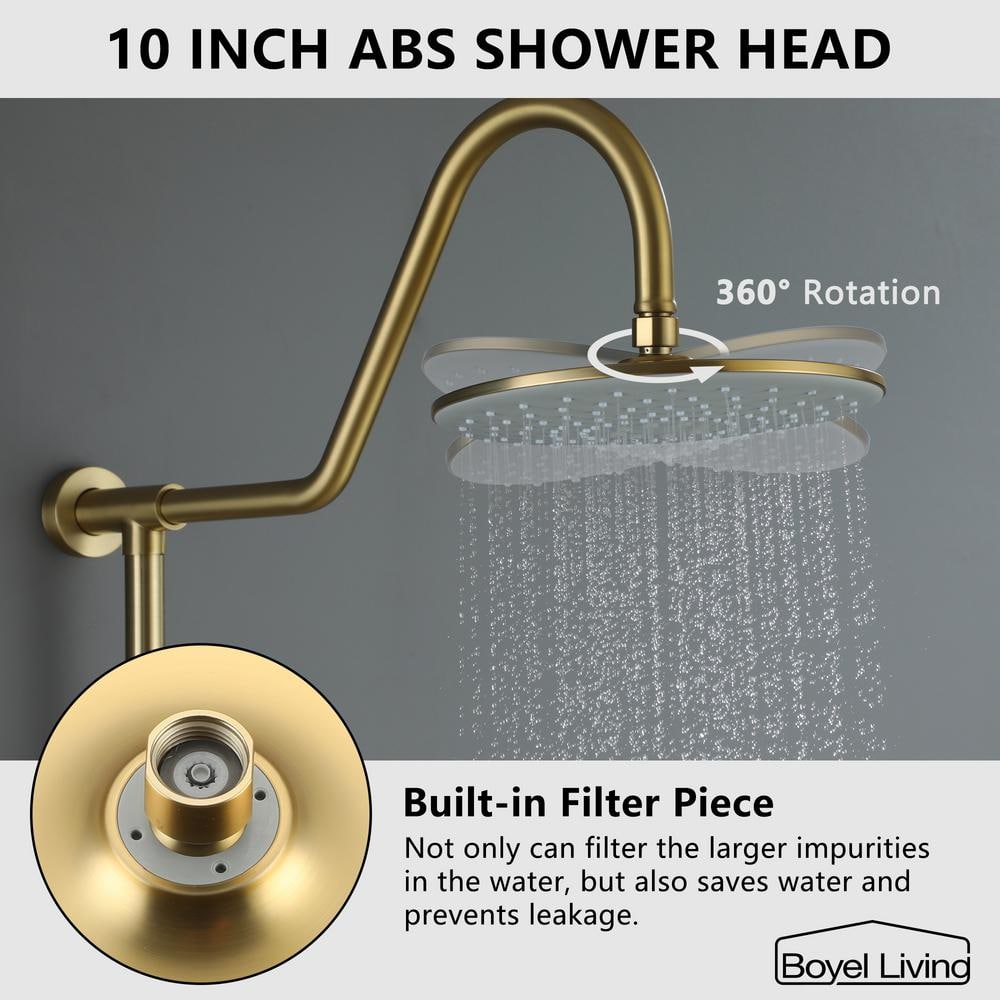 Brushed Gold Large Dual Round Wall Mounted Shower System