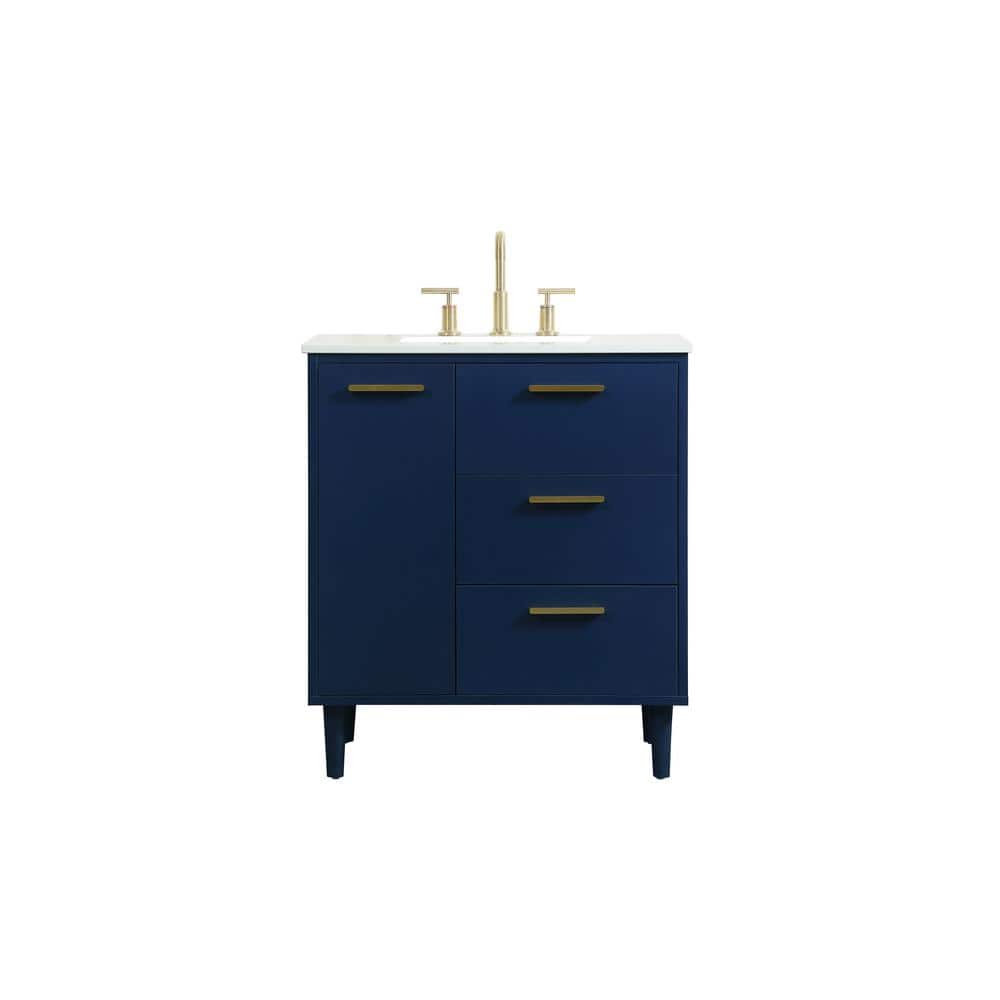 Simply Living 30 in. W x 19 in. D x 34 in. H Bath Vanity in Blue with Ivory