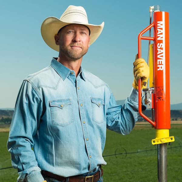Orange Steel Air Powered Fence Post Driver, 2 in. Max OD, Pneumatic Fence Tool