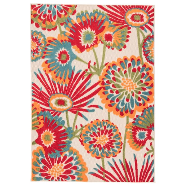 Jaipur Living Balfour Indoor/ Outdoor Floral Red/ Multicolor Area Rug (7'4"X9'6")