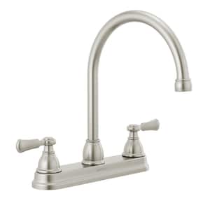 Elmhurst Two Handle Standard Kitchen Faucet with Twist Aerator in Stainless