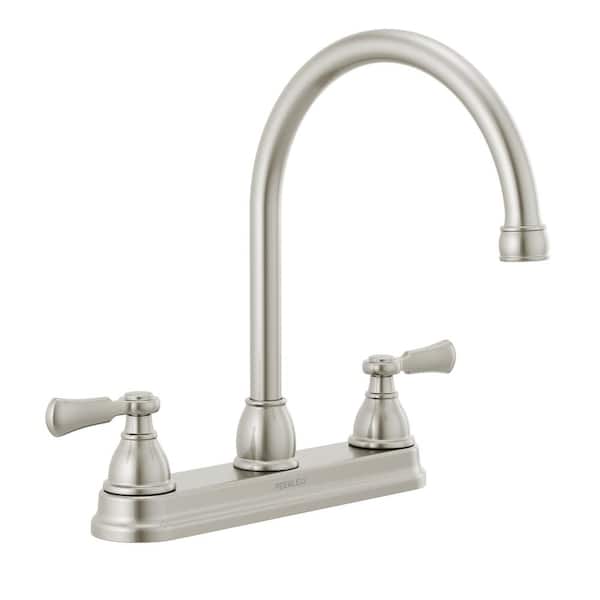 Peerless Elmhurst Two Handle Standard Kitchen Faucet with Twist Aerator in Stainless