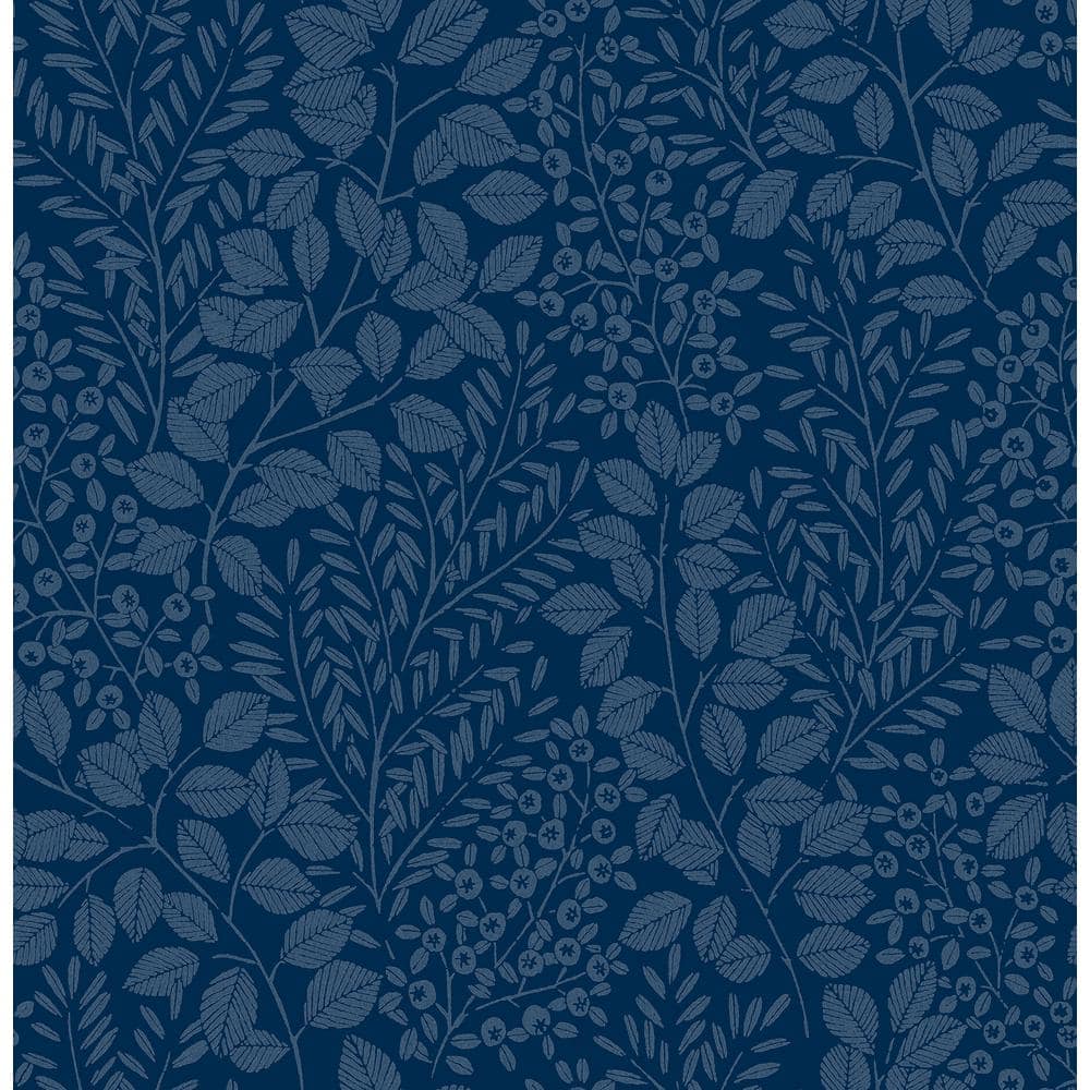 AStreet Prints Elin Blue Berry Botanical Paper Glossy NonPasted