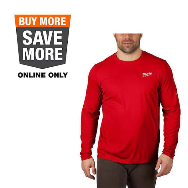 Milwaukee Men's WORKSKIN 3X-Large Red Lightweight Performance Long-Sleeve T-Shirt