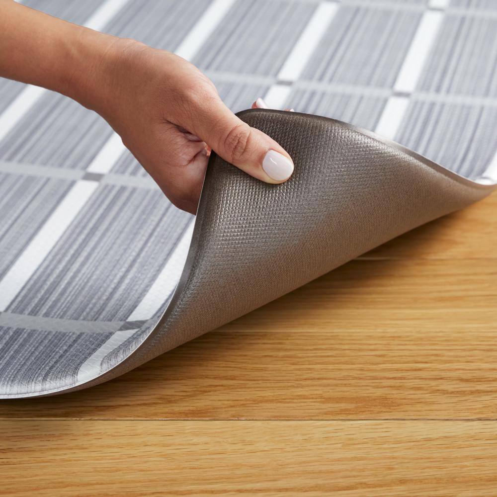 Comfort Plus Dark Grey Geometric Memory Foam Kitchen Mat