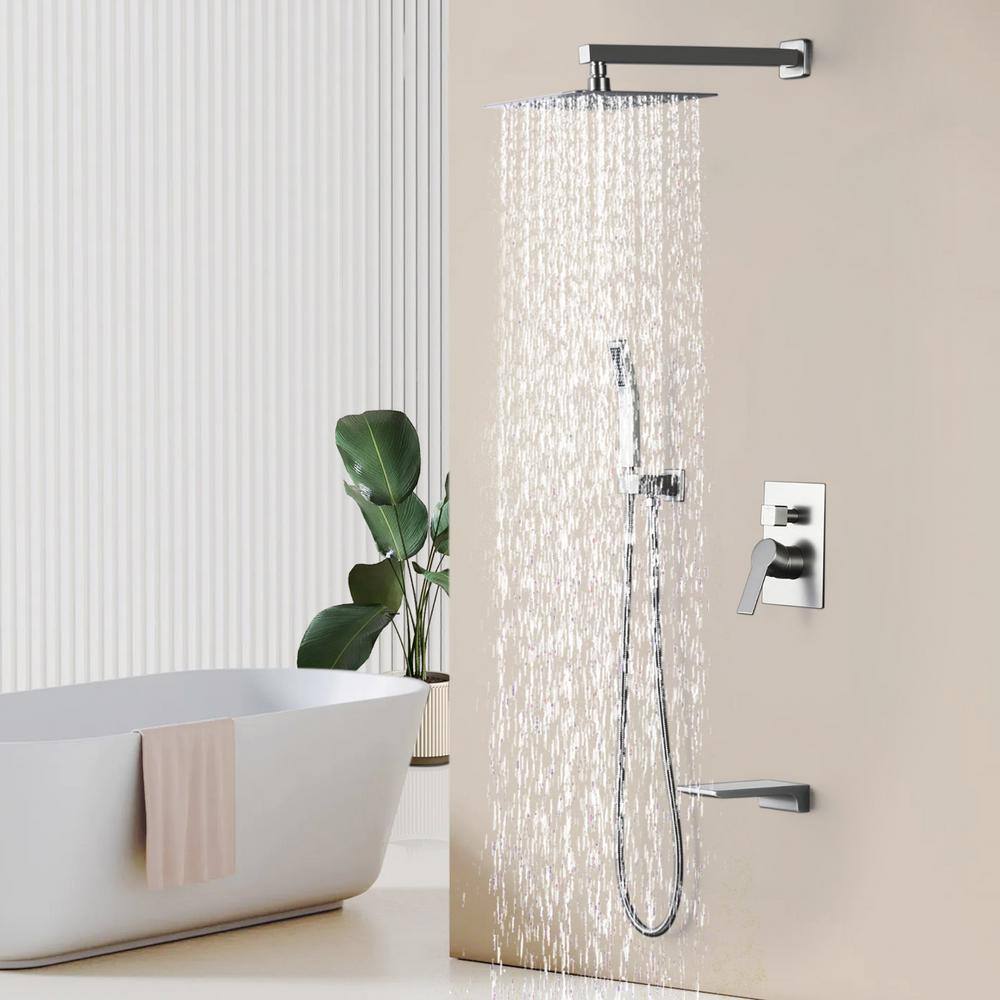 Brushed Nickel 10" Rain Shower Faucet Set with Handheld