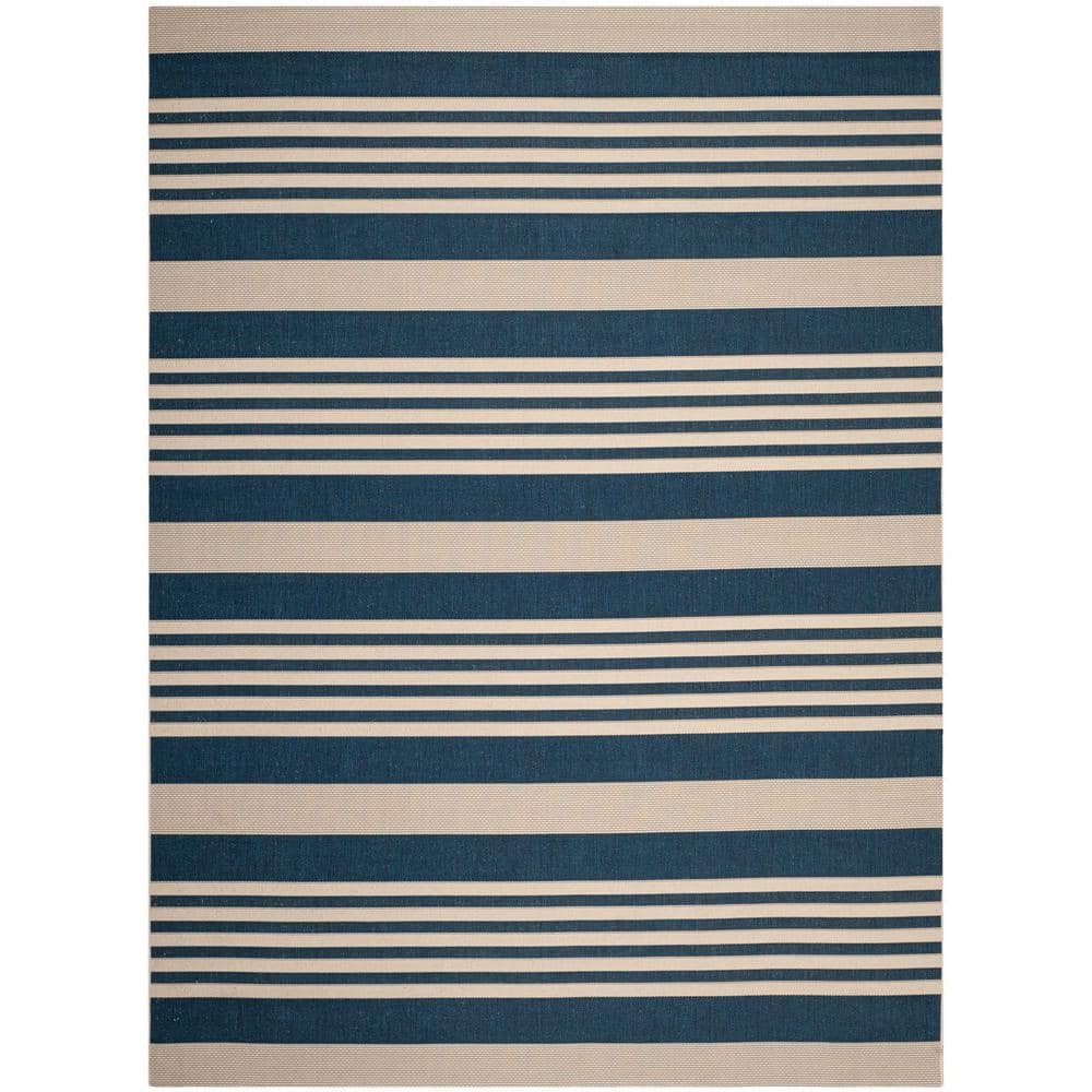Coastal Stripe Navy & Beige 9' x 12' Synthetic Area Rug