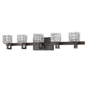 Coralie 5-Light Oil-Rubbed Bronze Vanity Light with Pressed Crystal Shades
