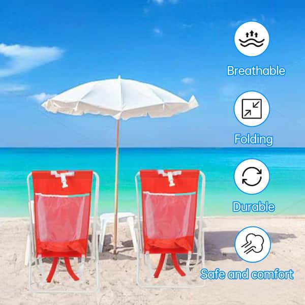 Unbranded Aluminum Backpack Beach Chair for Adults-300 Capacity  Lay-Flat Reclining Low Beach Chair with Padded Straps Chair-165