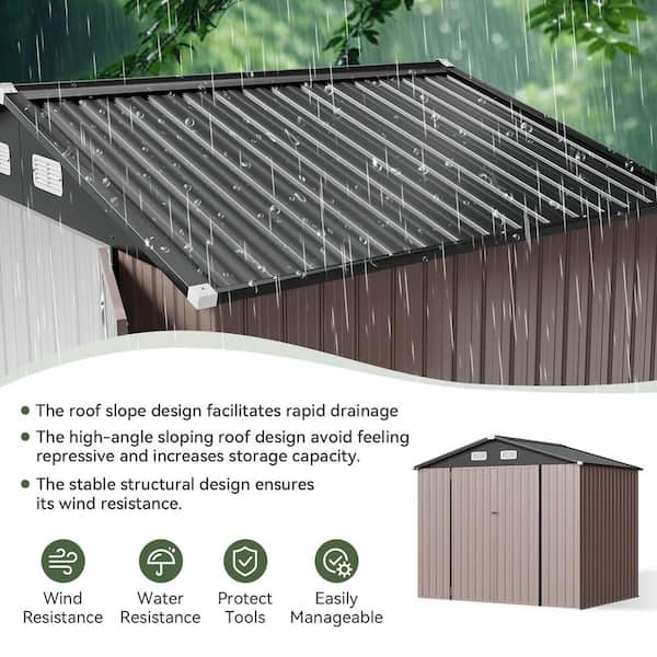 Sizzim 12 ft. W x 10 ft. D Outdoor Metal Storage Shed with 4