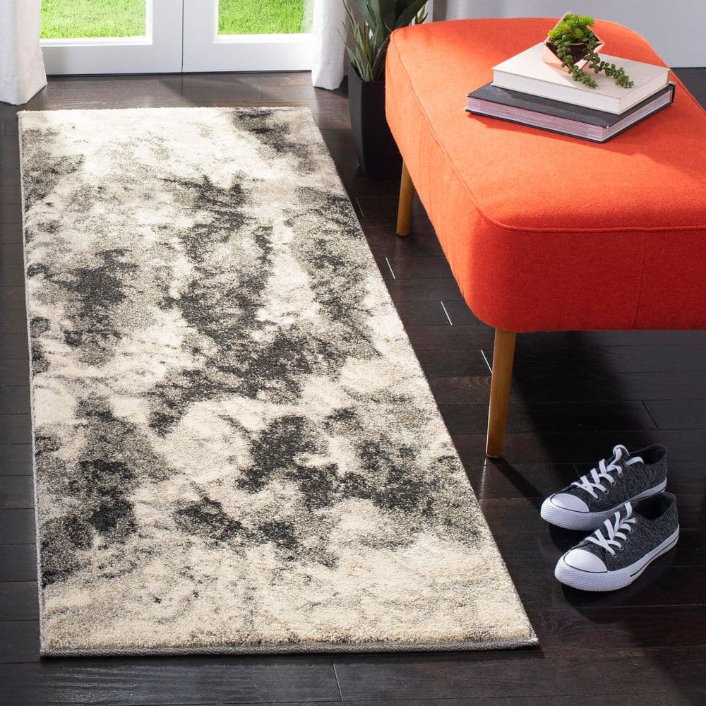 Retro 2 ft. x 11 ft. Cream/Gray Stamped Ikat Runner Rug price history on PriceWatchPro