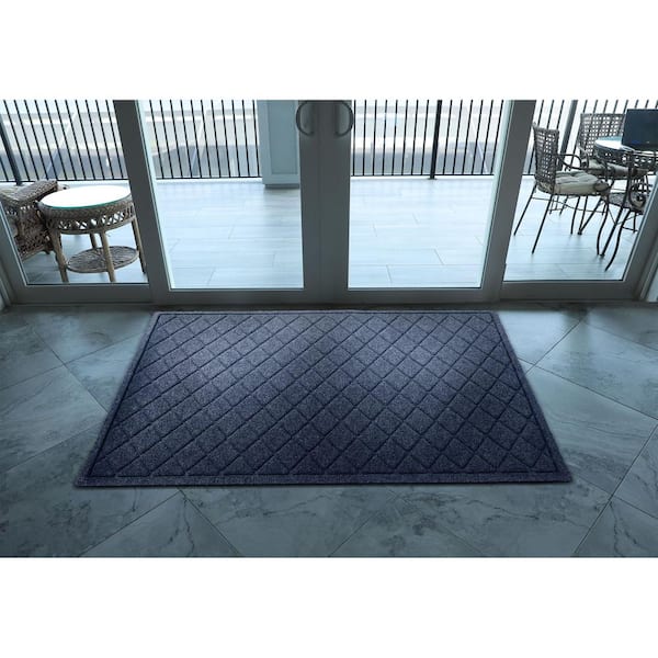 WaterHog Argyle Navy 45 in. x 70 in. Recycled Polyester/Rubber Indoor Outdoor Estate Mat