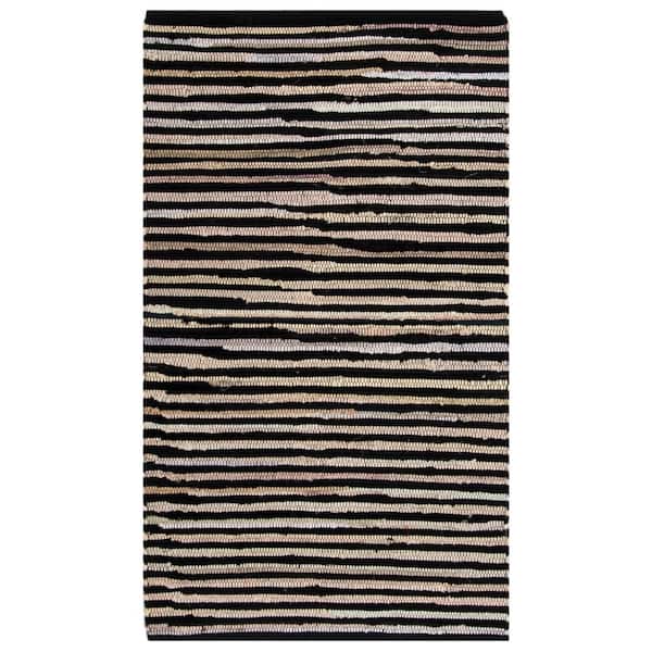 SAFAVIEH Rag Rug Black/Multi Doormat 2 ft. x 3 ft. Striped Gradient Area Rug
