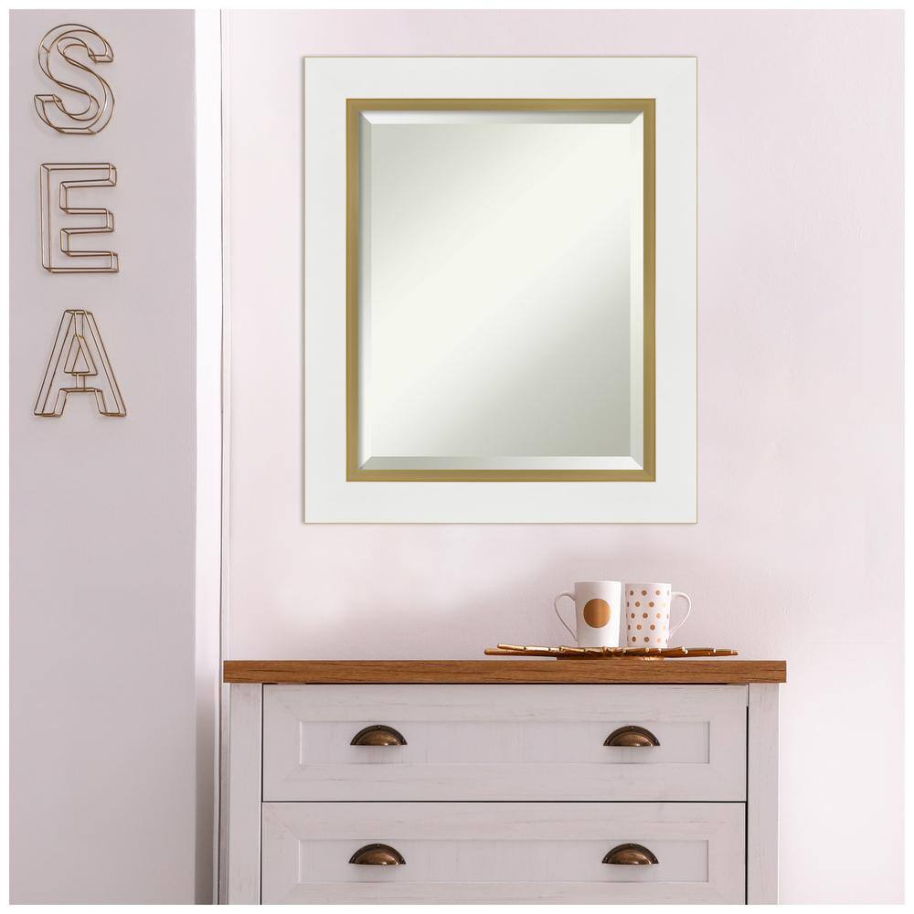 Eva White and Gold Rectangular Wall Mirror