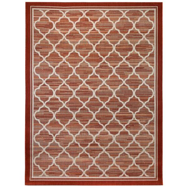 Hampton Bay Trellis Border Red 8 ft. x 10 ft. Indoor/Outdoor Area Rug