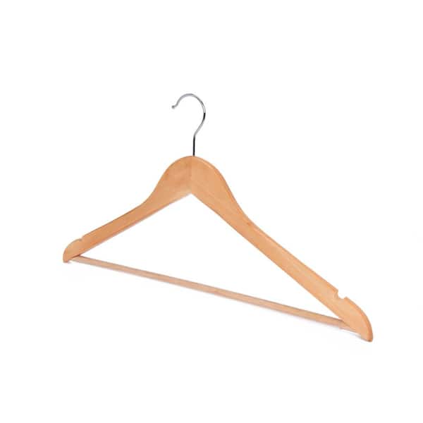 24pk Neaties Bamboo Natural Wood Hangers with Notches and Non-Slip Bar