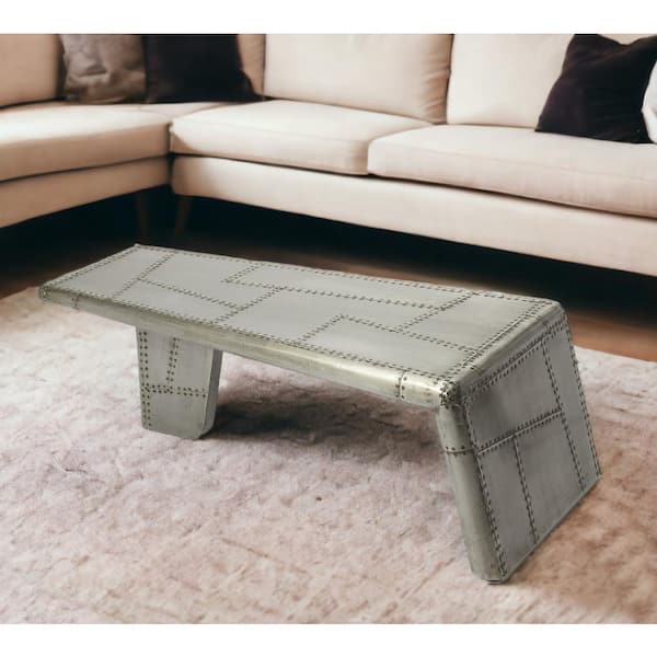 HomeRoots 52 in. Black Rectangle Metal Coffee Table