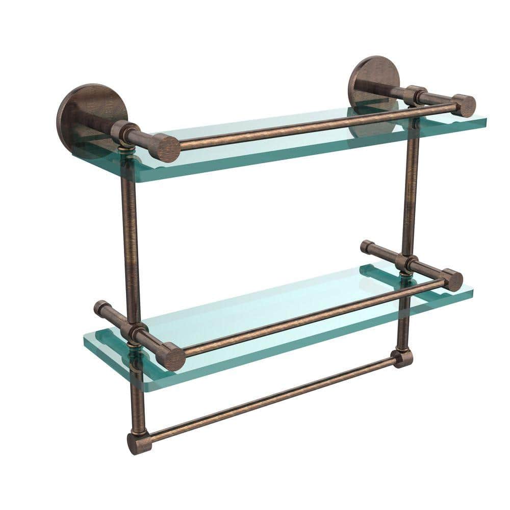 Allied Brass 22 in. L x 12 in. H x in. W 2-Tier Gallery Clear Glass  Bathroom Shelf with Towel Bar in Venetian Bronze WP-2TB/22-GAL-VB The  Home Depot