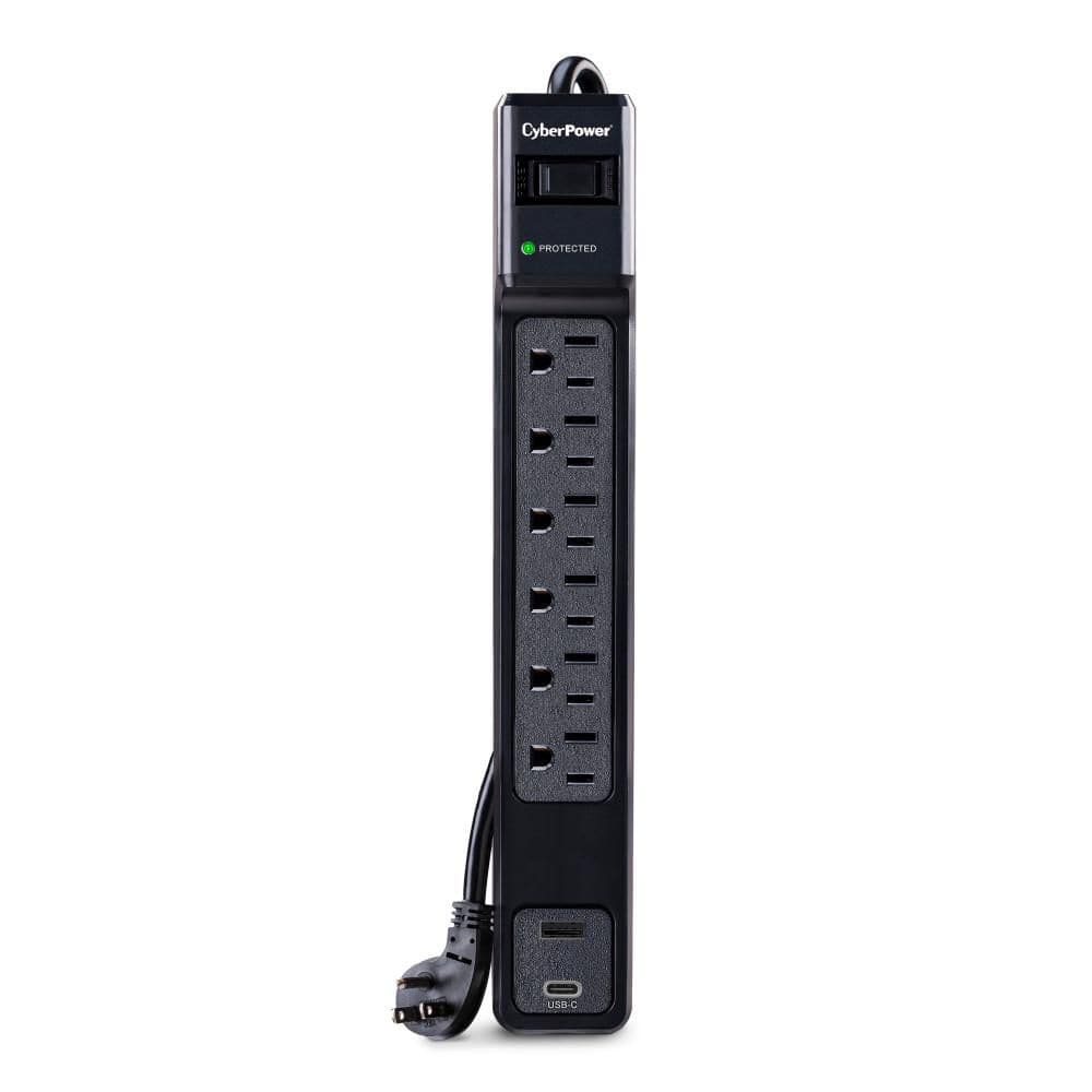 6-Outlet Surge Protector with USB-A and USB-C, 4 ft. Cord, 1800 Joules, Black price history on PriceWatchPro