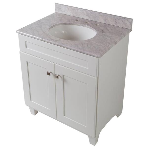 Home Decorators Collection Creeley 31 in. Vanity in Classic White with Stone Effects Vanity Top in Carrera