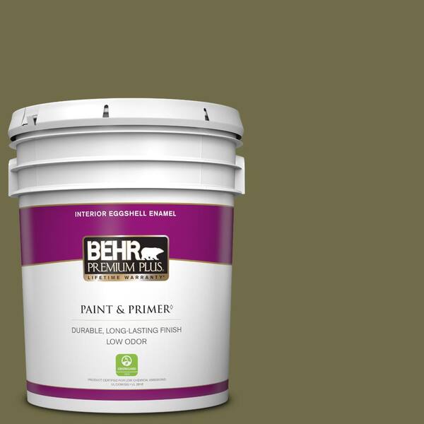 BEHR PREMIUM PLUS 5 gal. #390F-7 Wilderness Eggshell Enamel Low Odor Interior Paint & Primer