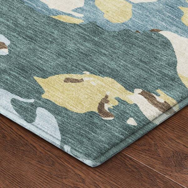 Mayfield Premium Machine Washable Abstract AMF2497 Teal 9 ft. x 12 ft. Area Rug