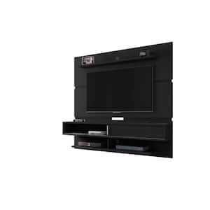 Rochester 71 in. Black Particle Board Floating Entertainment Center Fits TVs Up to 65 in. with Cable Management