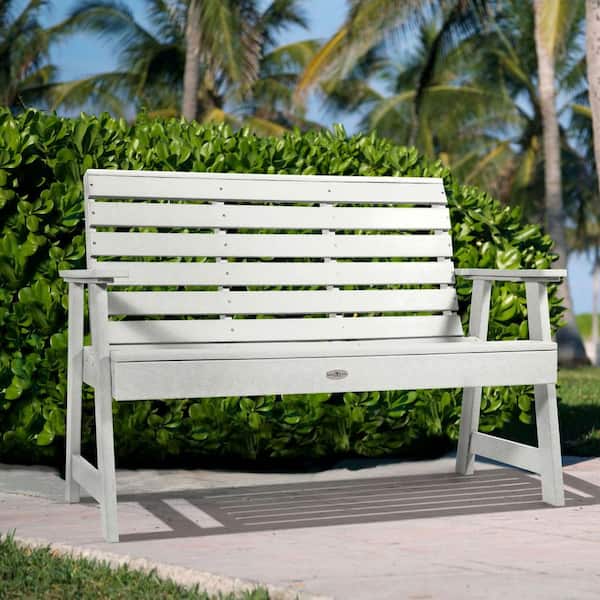 Highwood Riverside 4 ft. 2-Person Coconut White Recycled Plastic Garden Bench