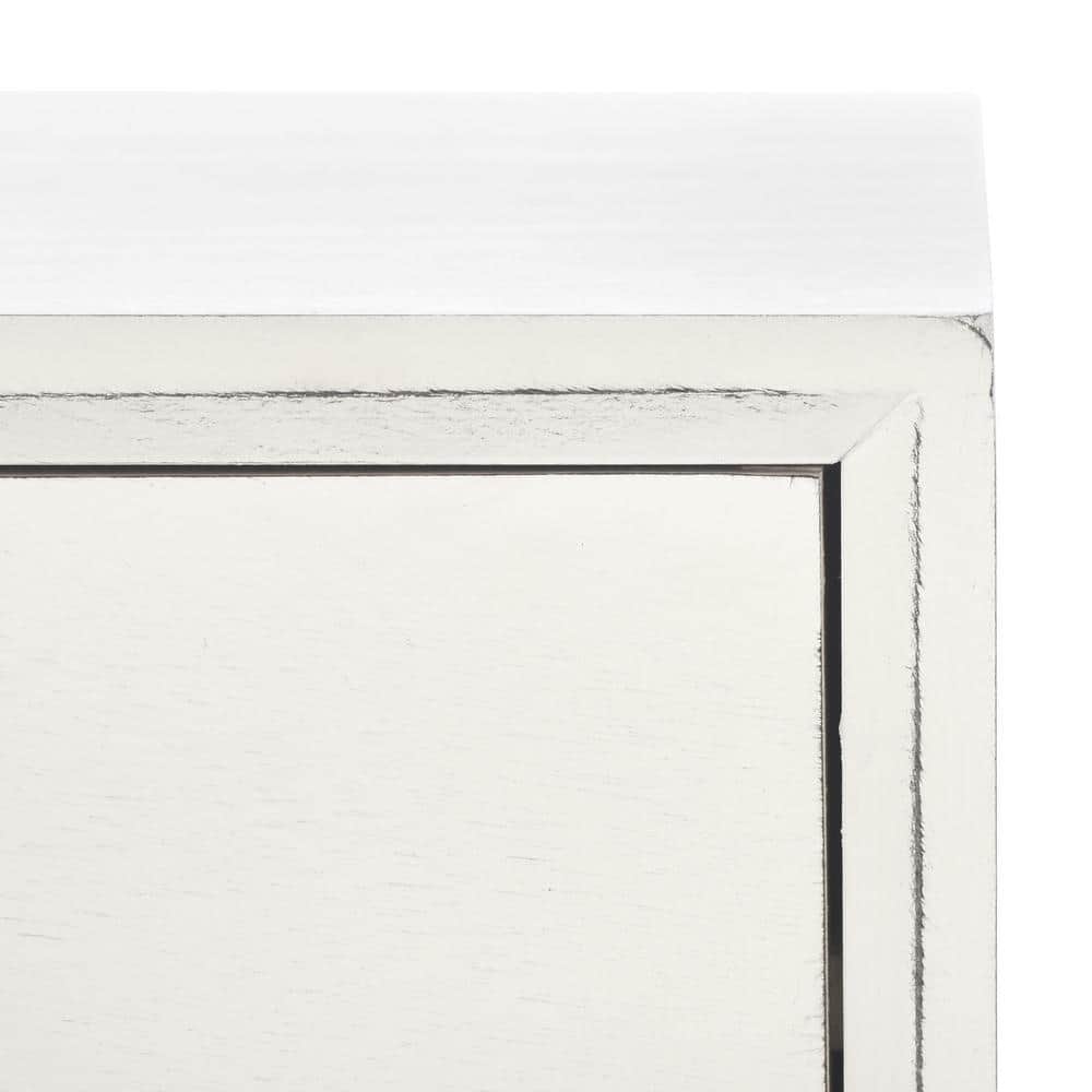 Mozart Mid-Century Rectangular Coffee Table with Storage - Distressed White