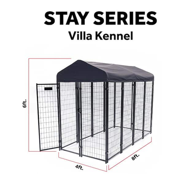 STAY Series Steel Grey Villa Kennel (4 ft. x 8 ft. x 6 ft)