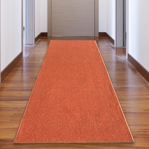 Solid Orange Color 26 in. Width x Your Choice Length Custom Size Roll Runner Rug/Stair Runner