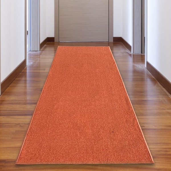 PLAYA RUG Solid Orange Color 31 in. Width x Your Choice Length Custom Size Roll Runner Rug/Stair Runner