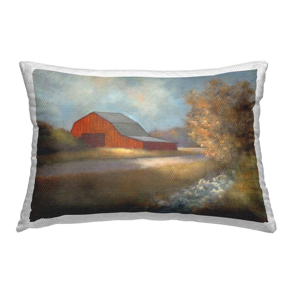 Path to Red Barn Outdoor Printed Throw Pillow by David Swanagin price history on PriceWatchPro