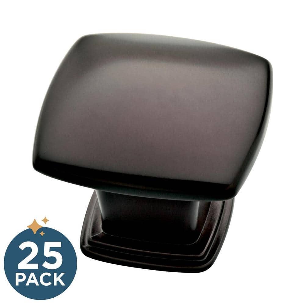 25-Pack Soft Square 1-1/5 in. (30 mm) Classic Deep Bronze Cabinet Knobs