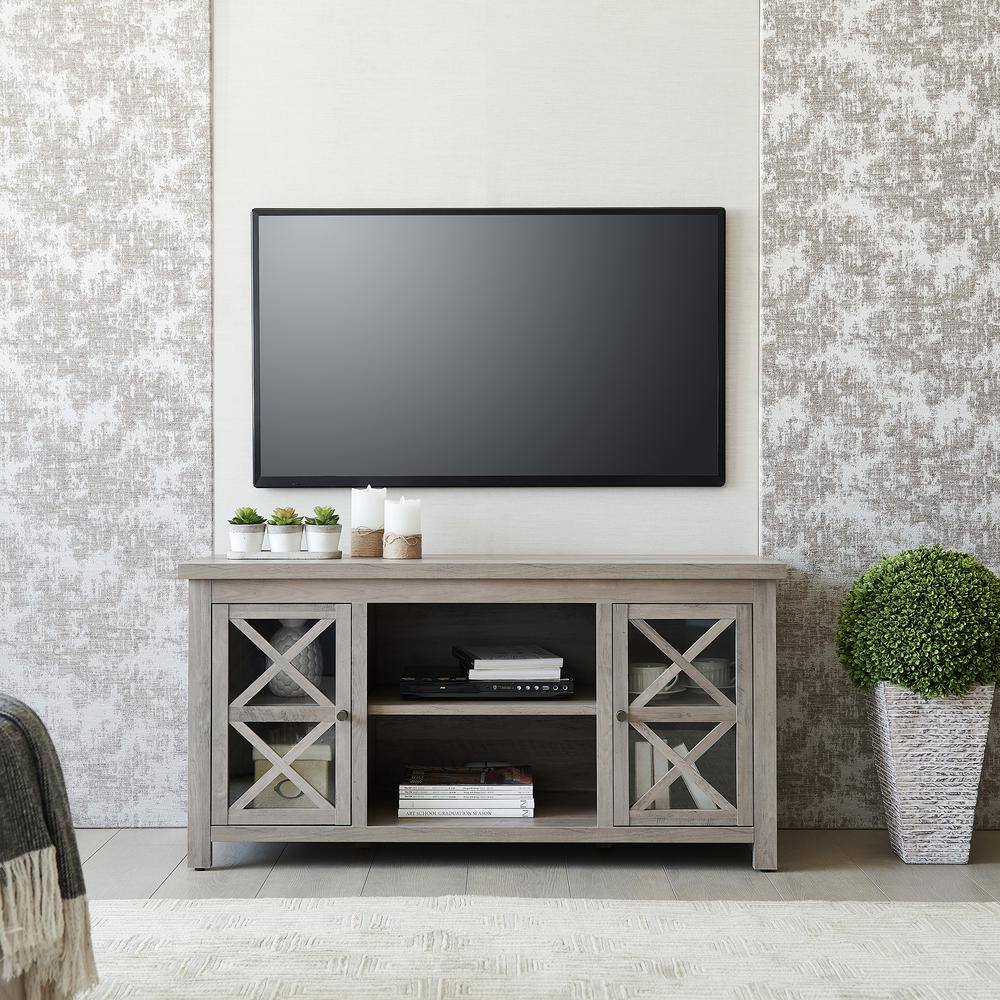 Modern Farmhouse 47'' Gray Oak TV Stand with Fireplace Cabinet