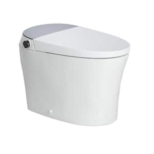 Elongated Electric Bidet Toilet 1.45/1.08 GPF in Grey with Digital Display Heated Seat Warm Water Bidet Soft Close