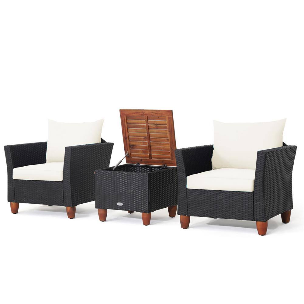 3-Piece Metal Wicker Patio Conversation Set with White Cushions price history on PriceWatchPro