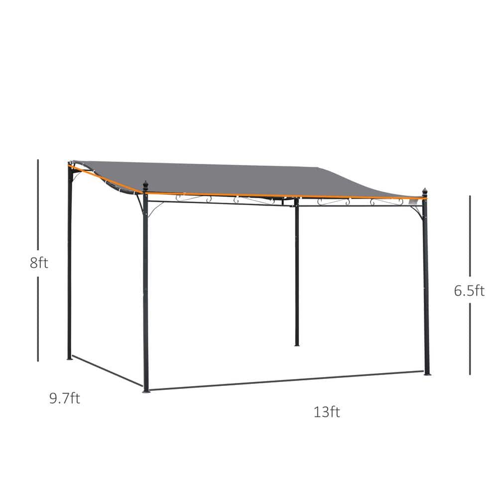 Gray 13' x 10' Steel Outdoor Pergola with Weather-Resistant Canopy