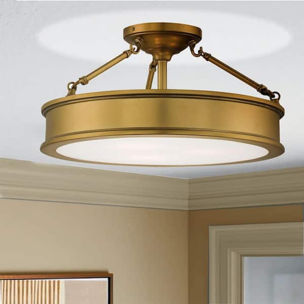 Harbour Point 3-Light Liberty Gold Semi-Flush Mount Light