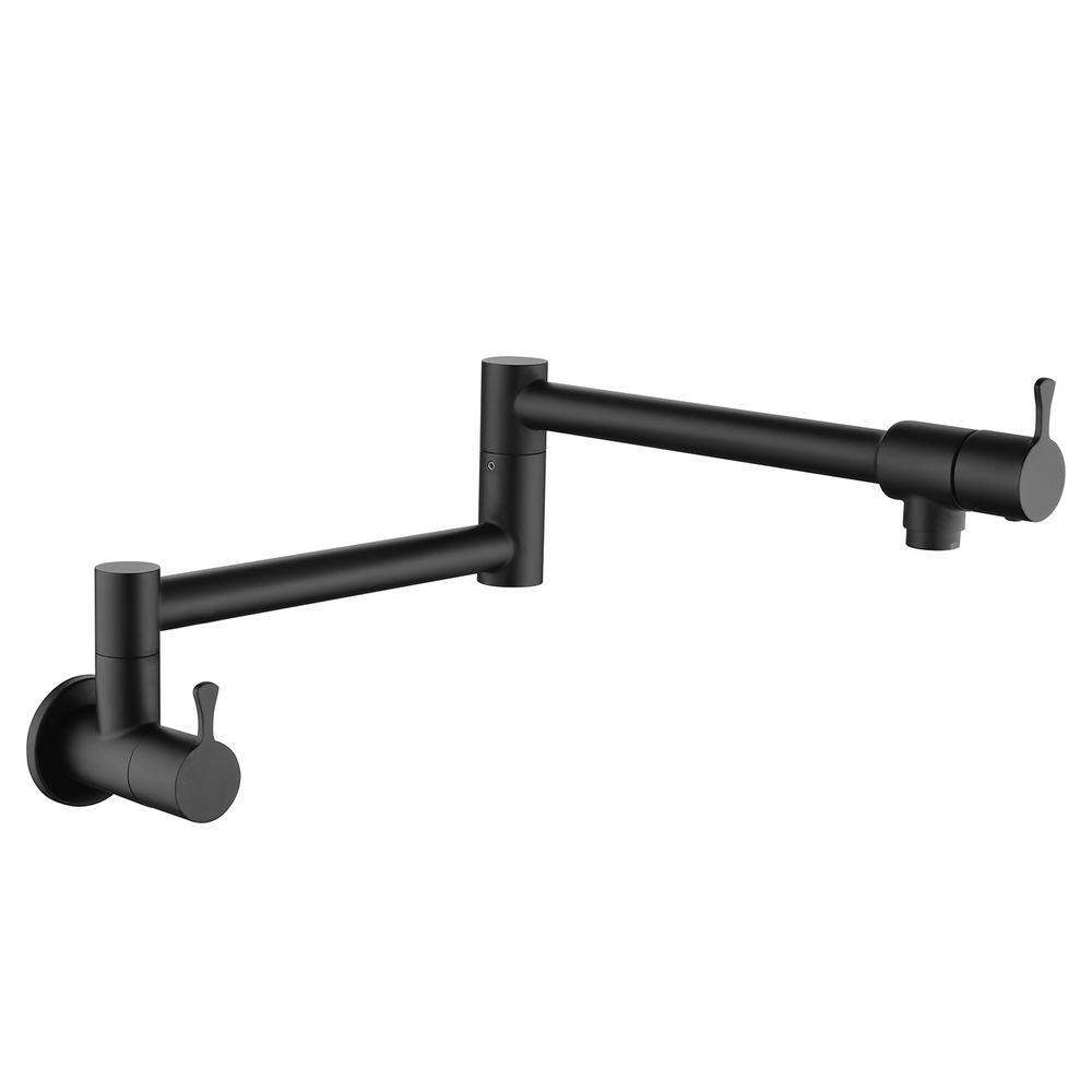 Wall Mount Pot Filler SingleHandle Kitchen Faucet in Matte Black N