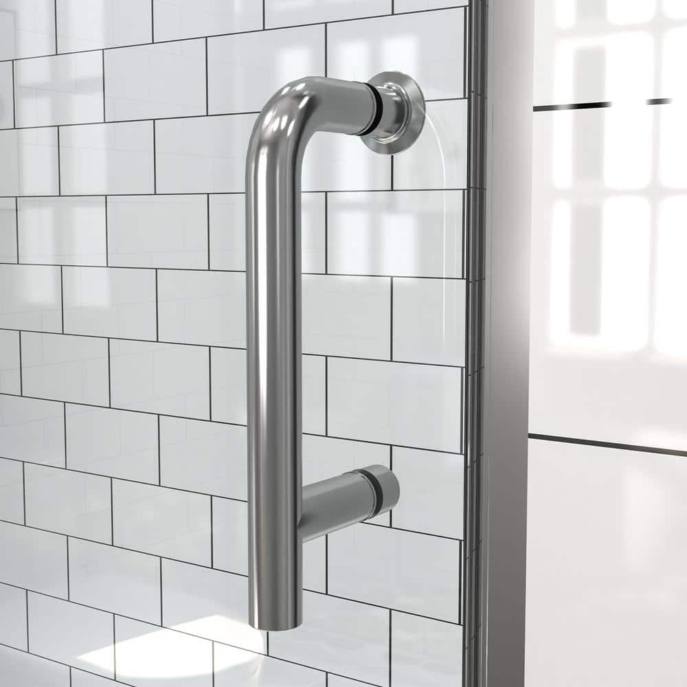 54 in. Chrome Semi-Frameless Pivot Shower Door with Clear Glass