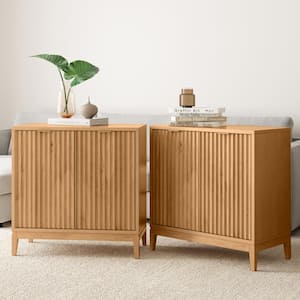 Jasper 31 in. Warm Pine Modern Wood Sideboard Accent Storage Cabinet, for Kitchen, Living or Dining Room, Set of 2