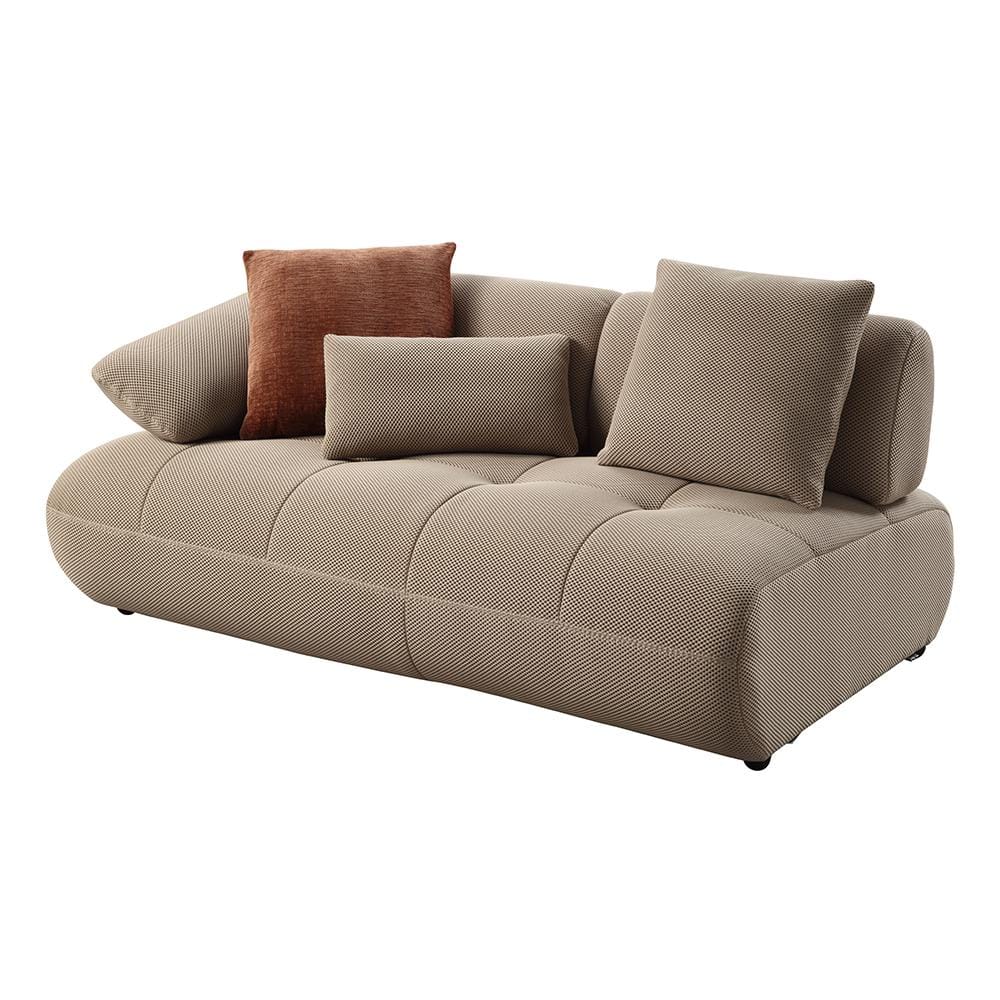 Beige Tufted Fabric Two Piece Sectional Sofa with 6 Pillows