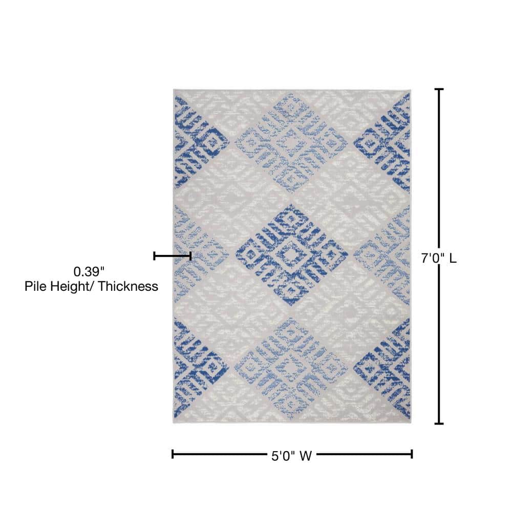 Tribal Geometric 5'x7' Gray Synthetic Reversible Area Rug