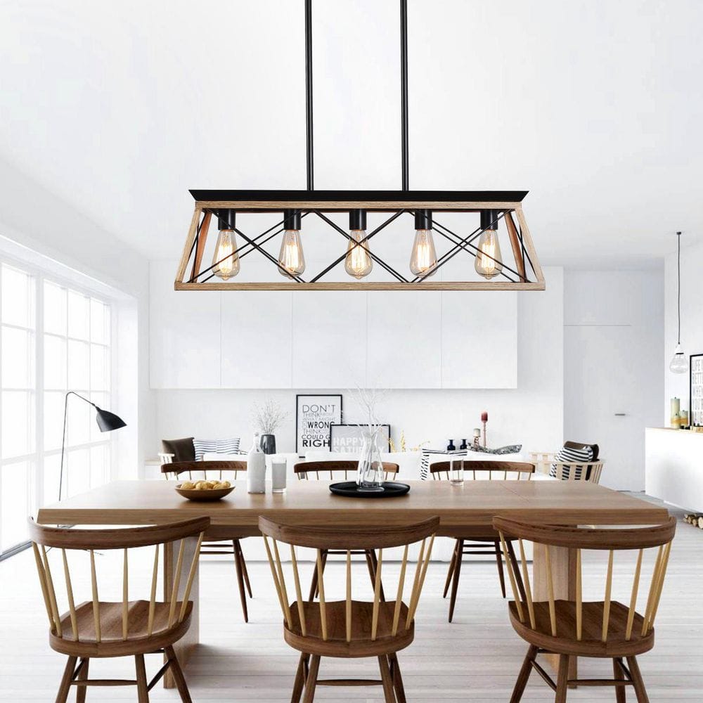 32 in 5-Light Black Industrial Chandelier Large Ceiling Lighting for Living Room Dining Room Bedroom Kitchen price history on PriceWatchPro