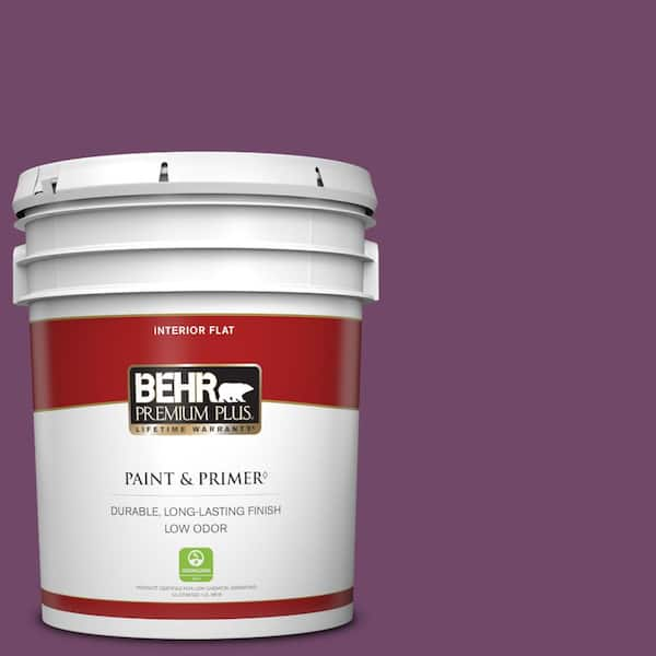 BEHR PREMIUM PLUS 5 gal. #S-G-680 Raspberry Mousse Flat Low Odor Interior Paint & Primer