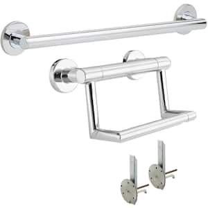 24 in. Contemporary Concealed Screw Toilet Area Grab Bar Set in Polished Chrome (2-Pack)
